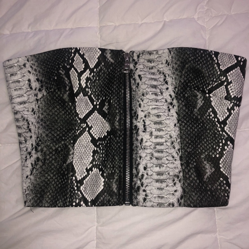 I.AM.GIA Snakeskin, zip up strapless tube top